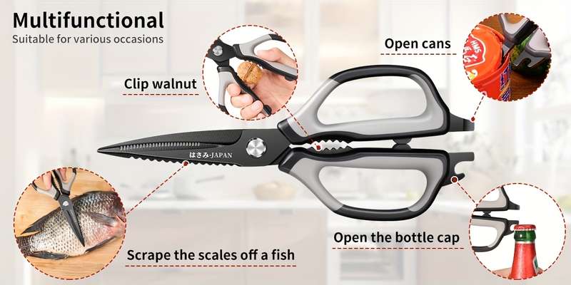 1pc Stainless Steel Kitchen Scissors Multi-Functional Food Shears with Non-Slip Soft Handle S