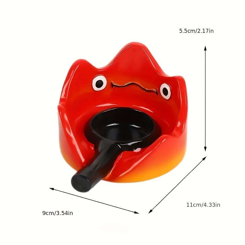 1pc Bohemian Resin Flame-Shaped Decorative Ashtray with Dual Handles Red Black Irregular Ho