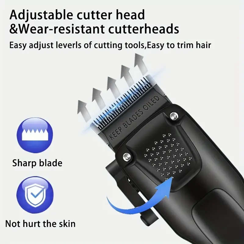 3pcs Men'S Professional Hair Beard Grooming Kit Cordless Clippers with LED Display Precision Trimmer