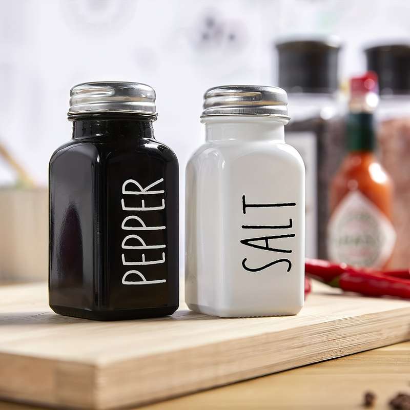 2pcs Salt And Pepper Shakers Set Glass Spice Shaker With Stainless Steel Lid Salt And Pepper