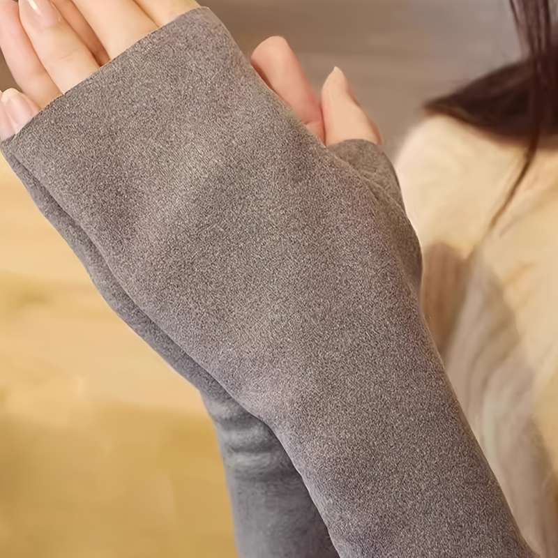 1 Pair Black One Size Warm Gloves