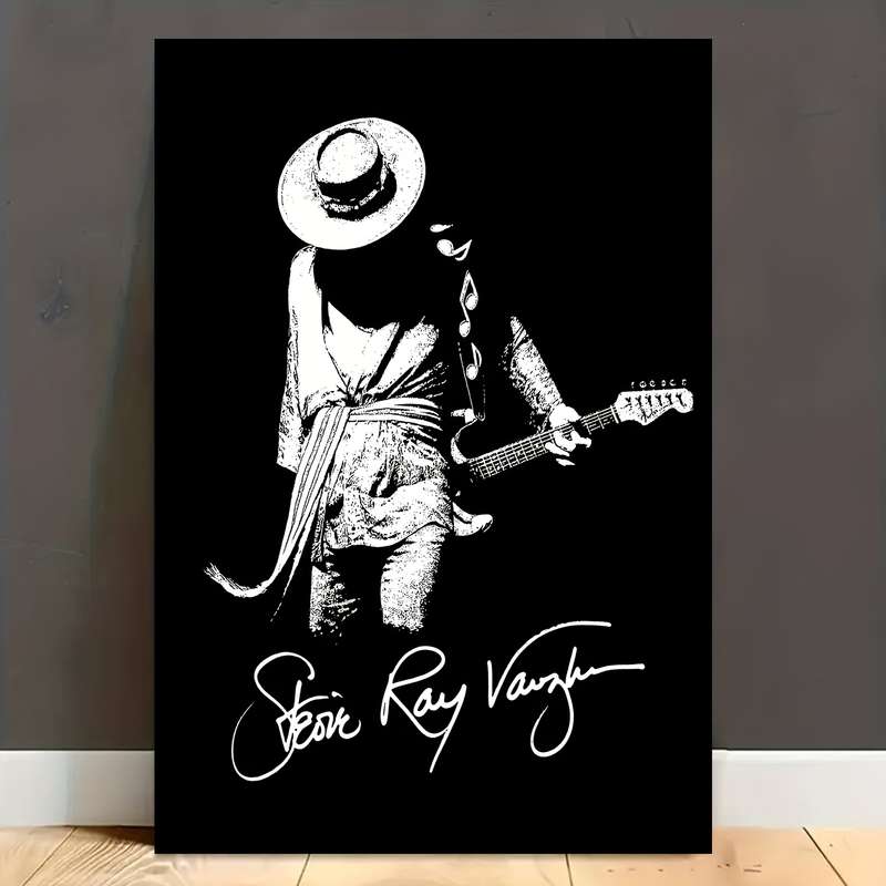 1pc Stevie Ray Vaughan Canvas Poster 30.48x45.72 cm Frameless Guitarist Art Print Black White