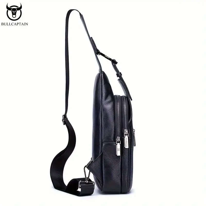 Men's Multi-layer Satchel Bag Genuine Cowhide Leather Sling Bag For Daily Use Multi-functional Shoul