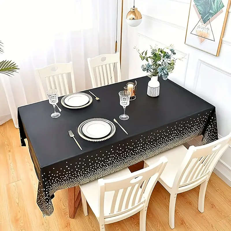 4 Pack Elegant Polka Dot Plastic Tablecloth Disposable Tablecloth