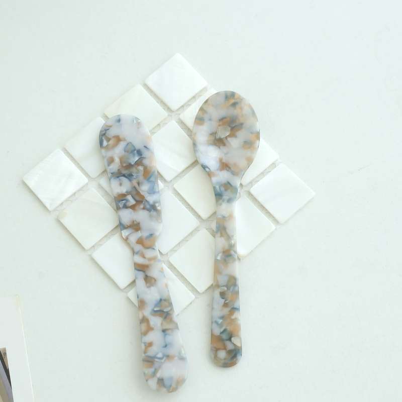 2pcs Acrylic Spoon and Butter Knife Set Shatter Resistant PMMA Kitchenware Light Purple Ivory