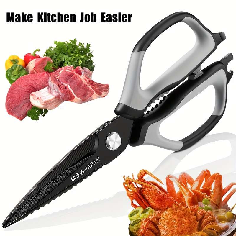 1pc Stainless Steel Kitchen Scissors Multi-Functional Food Shears with Non-Slip Soft Handle S
