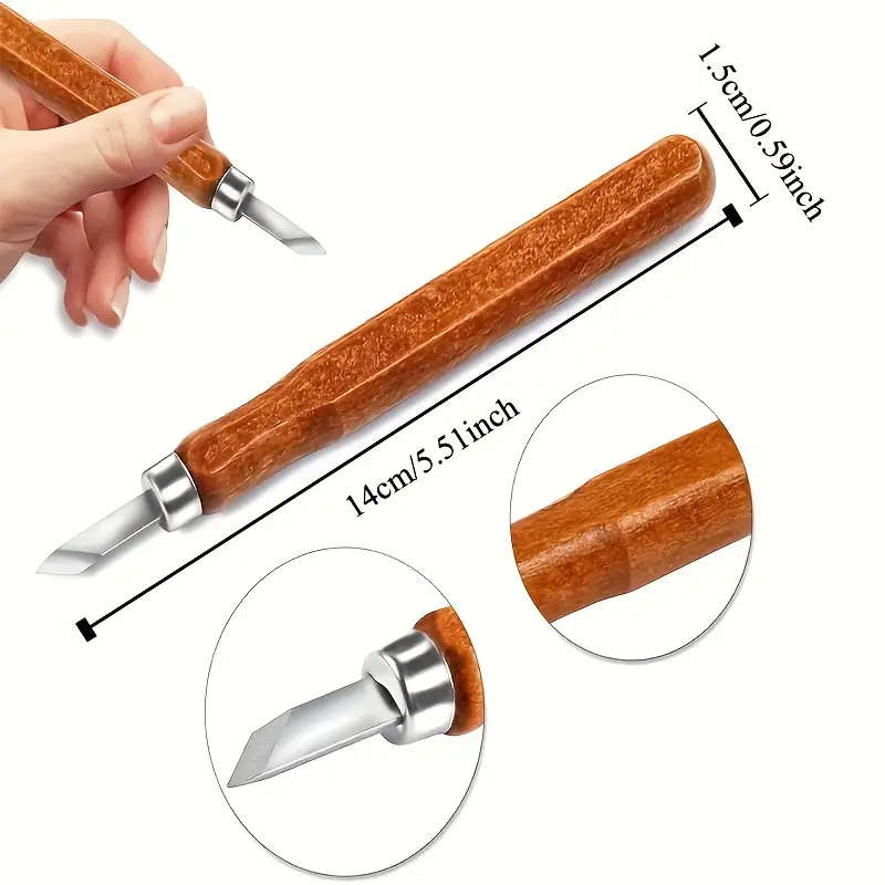 12pcs SK2 Carbon Steel Wood Carving Knife Set Handcrafted Woodworking Tools for Sculpture DIY Crafts