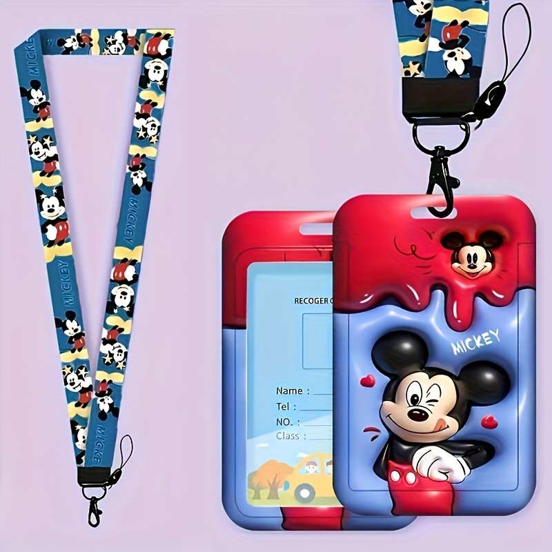 1pc Minnie Card Holder for Students Campus Work ID Mickey and Vinnie Bear Badge Access Control C