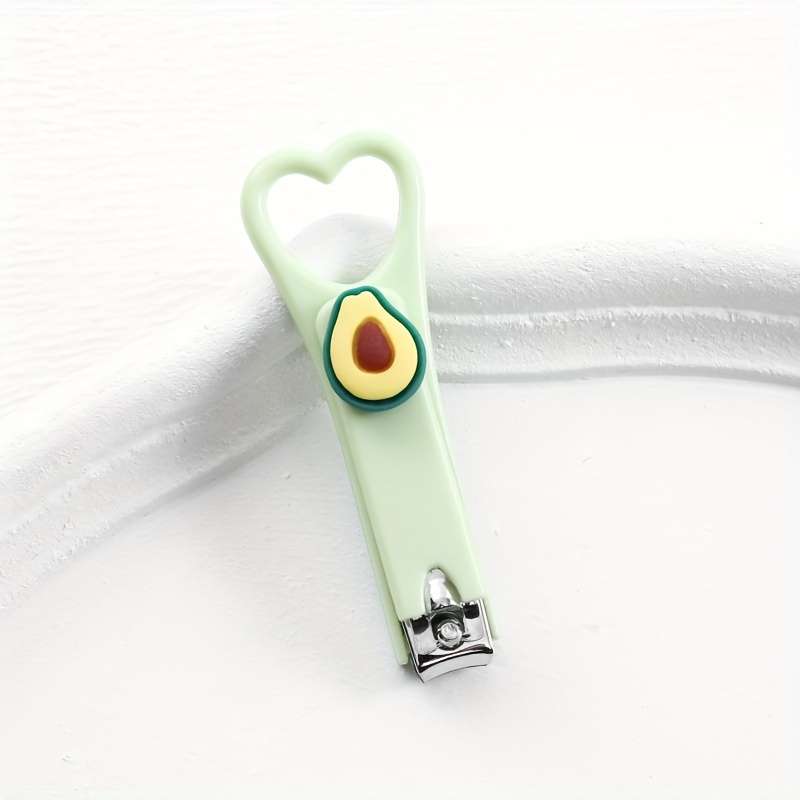 1pc Cute Avocado Heart Nail Clippers Mini Portable Design with Splash-Proof Feature Green