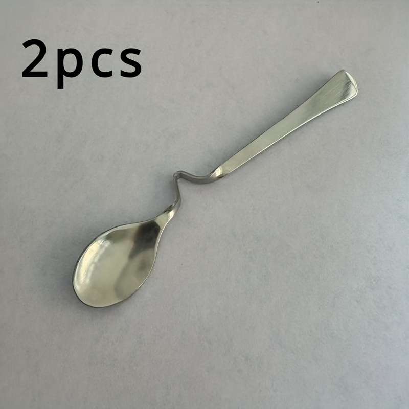2pcs Stainless Steel S-Shaped Coffee Milk Tea Spoons Curved Handle Durable Mixing Spoons f