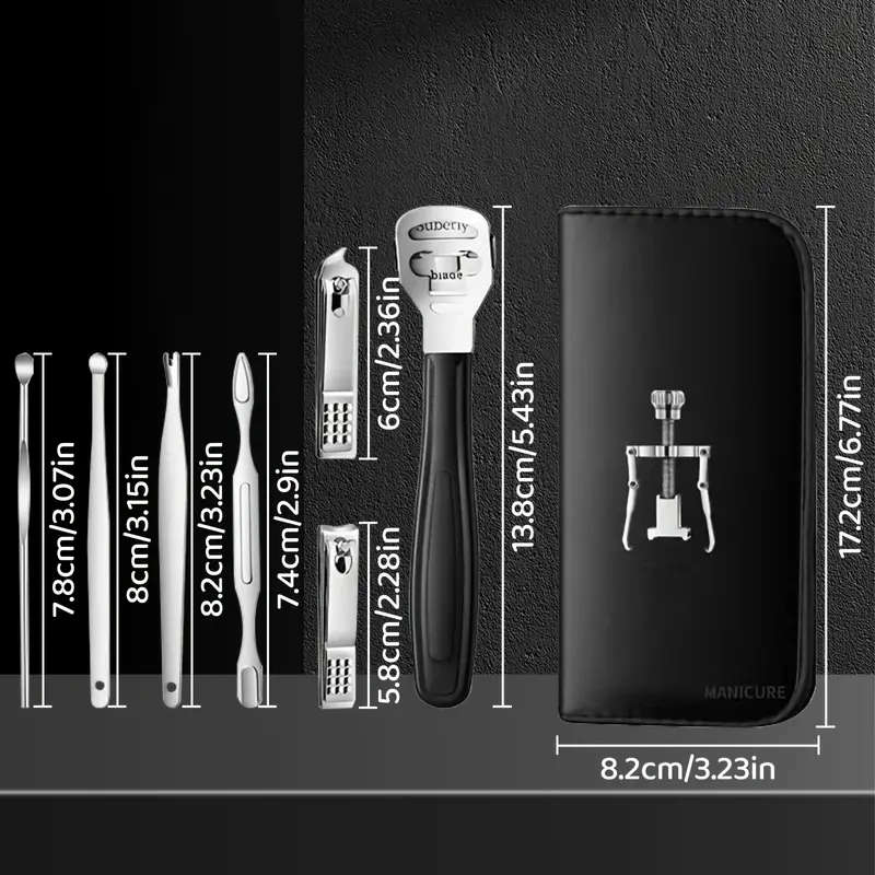 17pcs Nail Trimmer Kit with Manicure Tools Fluted Tweezers Double-Ended Pickers Nail Clippers for Tw