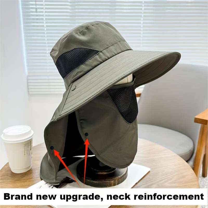 1pc Outdoor Sun Hat with Wide Brim UV Protection Neck Cover for Cycling Fishing Hiking Knitte