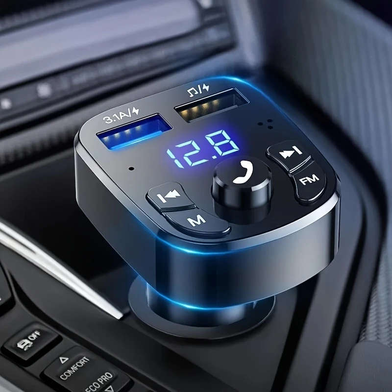 1pc Multi-Function Car Charger with Dual USB Ports MP3 Player U Disk Wireless Fast Charging Adapter
