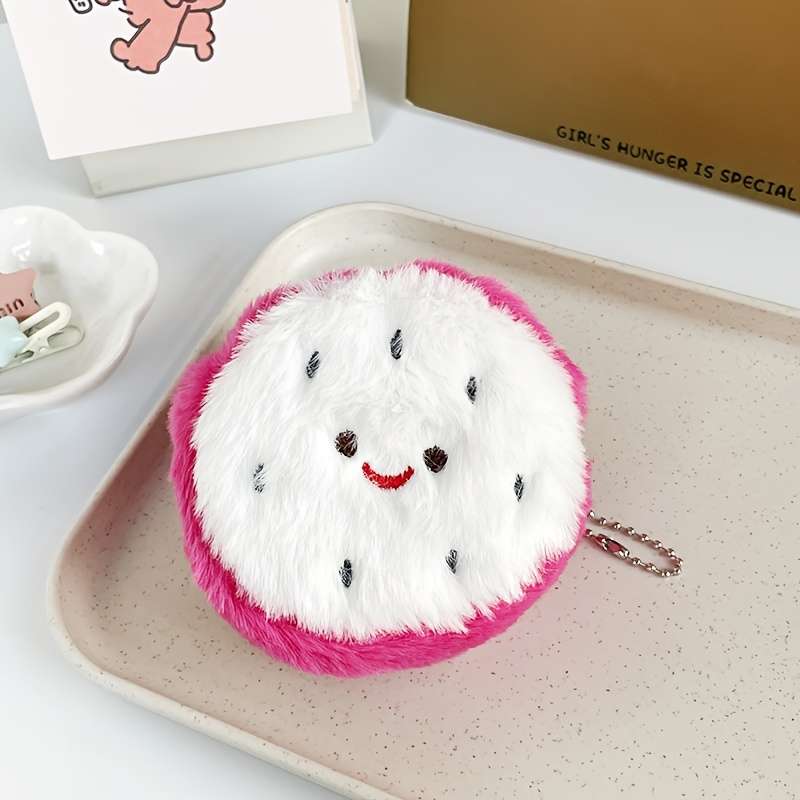 1pc Plush Coin Purse Dragon Fruit Shape Coin Purse Practical Storage Small Bag Mini Coin Pur