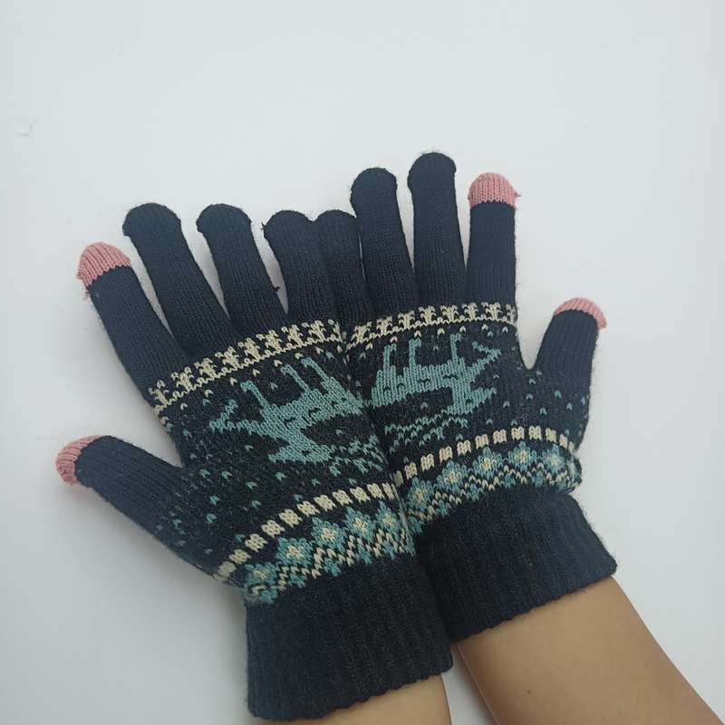 1 Pair Acrylic Items Black Warm Gloves