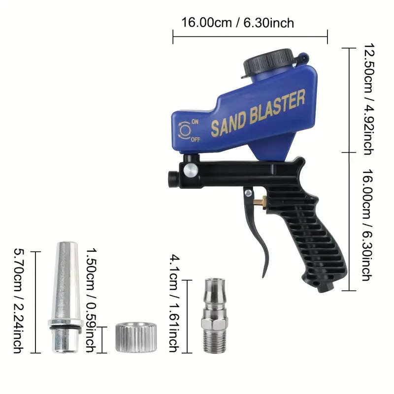 1pc Pneumatic Sandblasting Set Pneumatic Blasting Gun Set Handheld Portable Adjustable Blasting Mach
