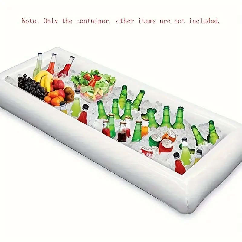 1pc Portable Inflatable Serving Bar Salad Ice Cooler Durable White PVC Foldable Design for Outdoor