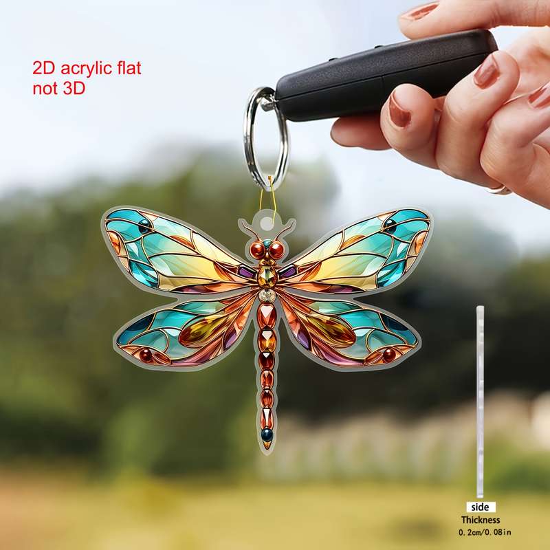 1pc 2D Flat    holiday dragonfly ornament acrylic pendant universal festival decorati