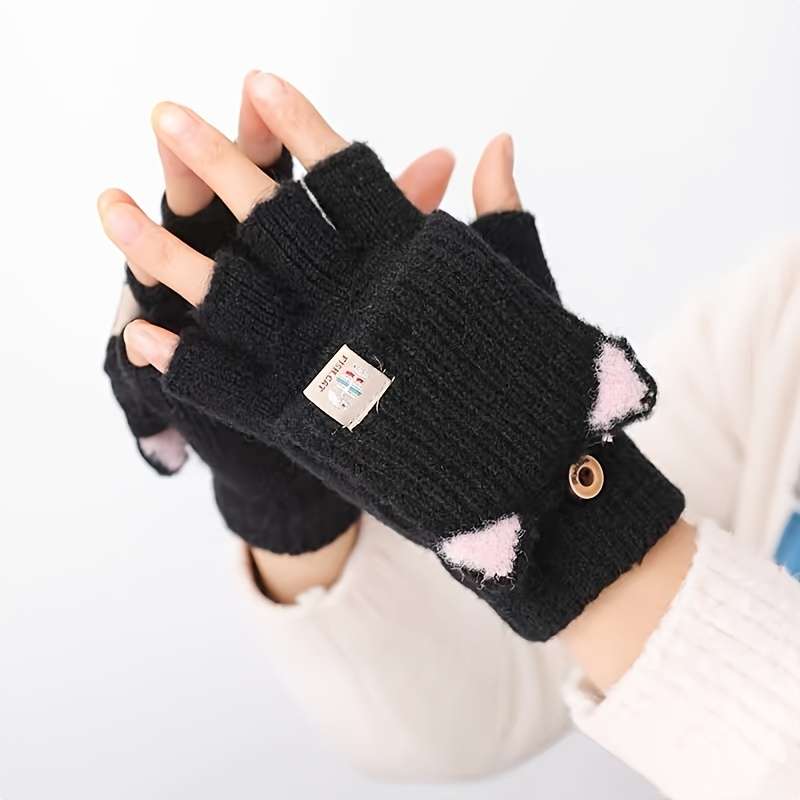 1 Pair Pink One Size Warm Gloves