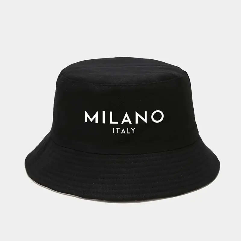 1pc MILANO ITALY Printed Bucket Hat Breathable Sun Hat Outdoor Sports Vacation Travel Foldable Fishe