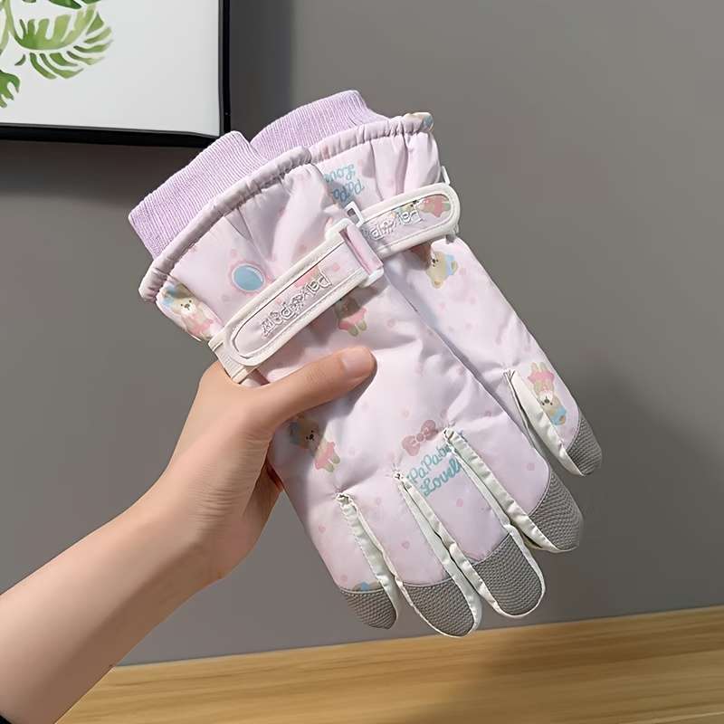 1 Pair Black Warm Gloves