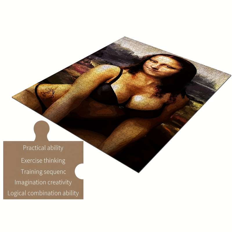 1000pcs Jigsaw Puzzle for Adults Families Funny Mona Lisa Artwork with Vibrant Co