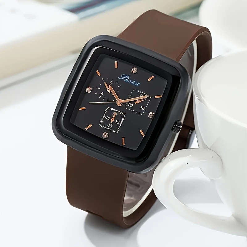 1pc Square Fashion Autumn-Winter Women's Watch Simple High-End Quartz Wristwatch Silicone Strap Mini