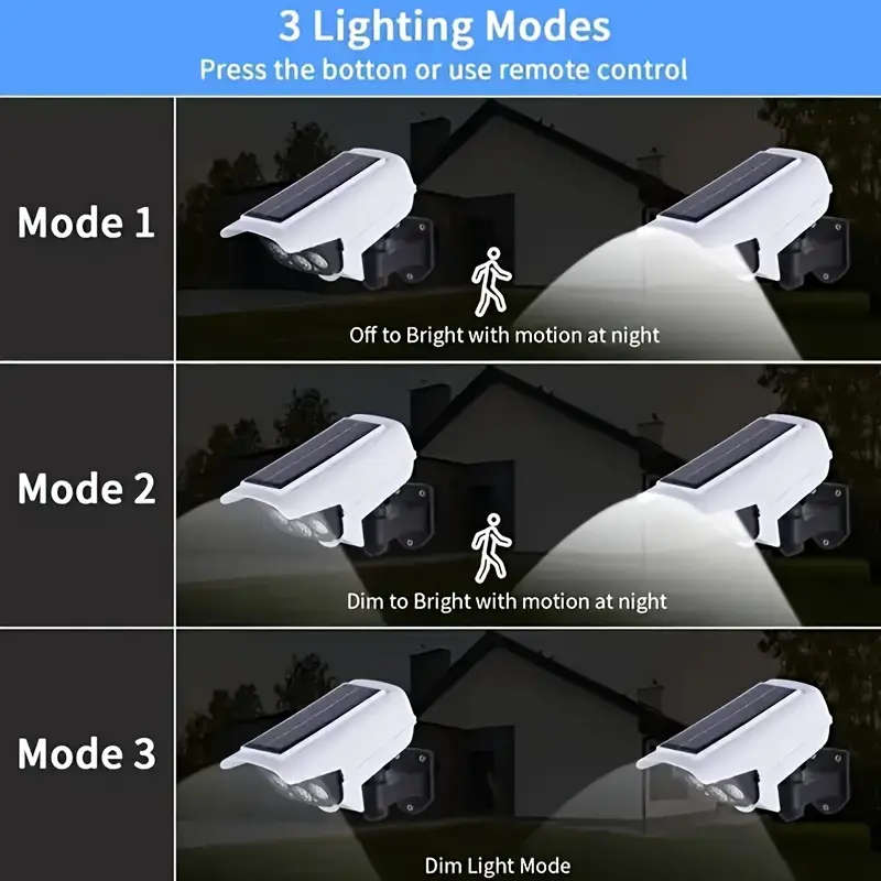 Outdoor Simulation Monitoring Light, Solar Sensor Light, Highly Sensitive Motion Sensor, No Wiring N