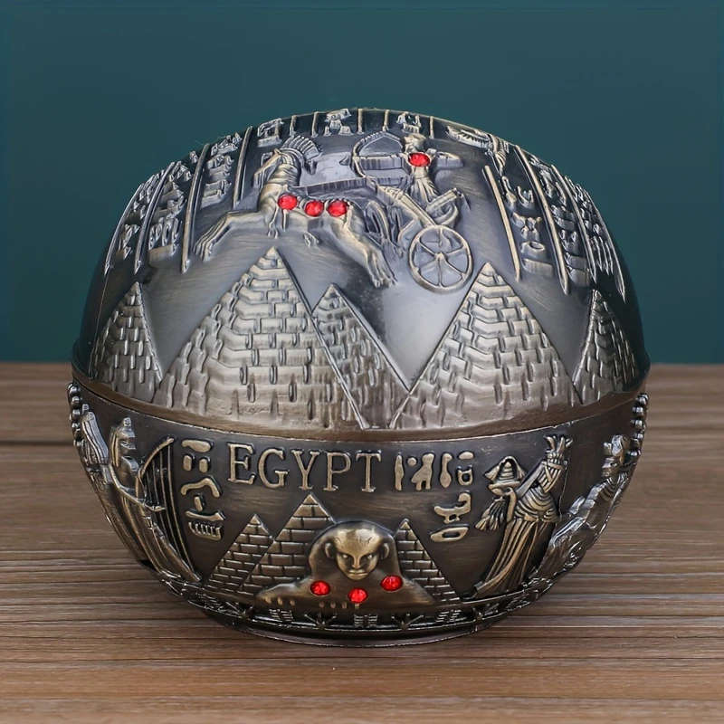 1pc Egyptian Pyramid Ashtray Metal Irregular Shape Vintage Style Home Decor Smoke Ash Catcher with L