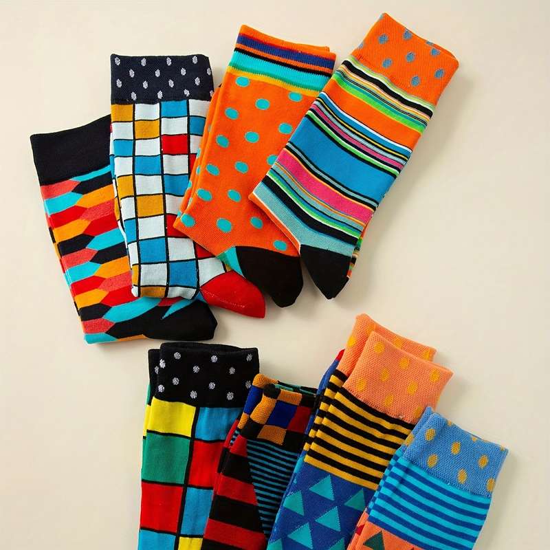 5 Pairs Mixed Color Random Pack One Size High Elastic Socks
