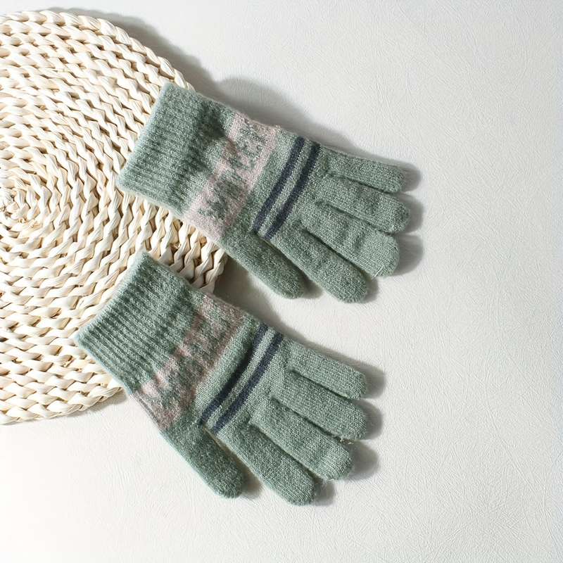 1 Pair Army Green Warm Gloves