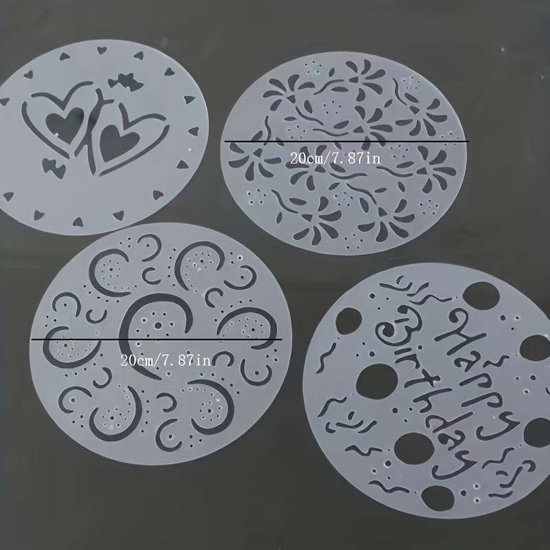 4pcs Cake Template Cake Decoration Mold Plastic Template Spray Cake Mold Side Baking Mesh Tem