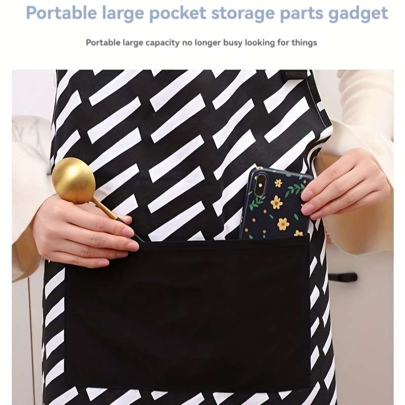 1pc Nordic-Inspired Cotton Knit Kitchen Apron with Large Front Pocket Sleeveless Cooking Apron fo