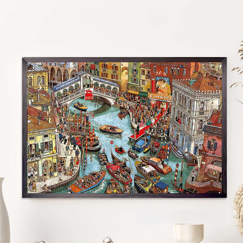 1000pcs Crowded Canal Art Puzzle for Adults Colorful Paper Jigsaw Perfect Gift for