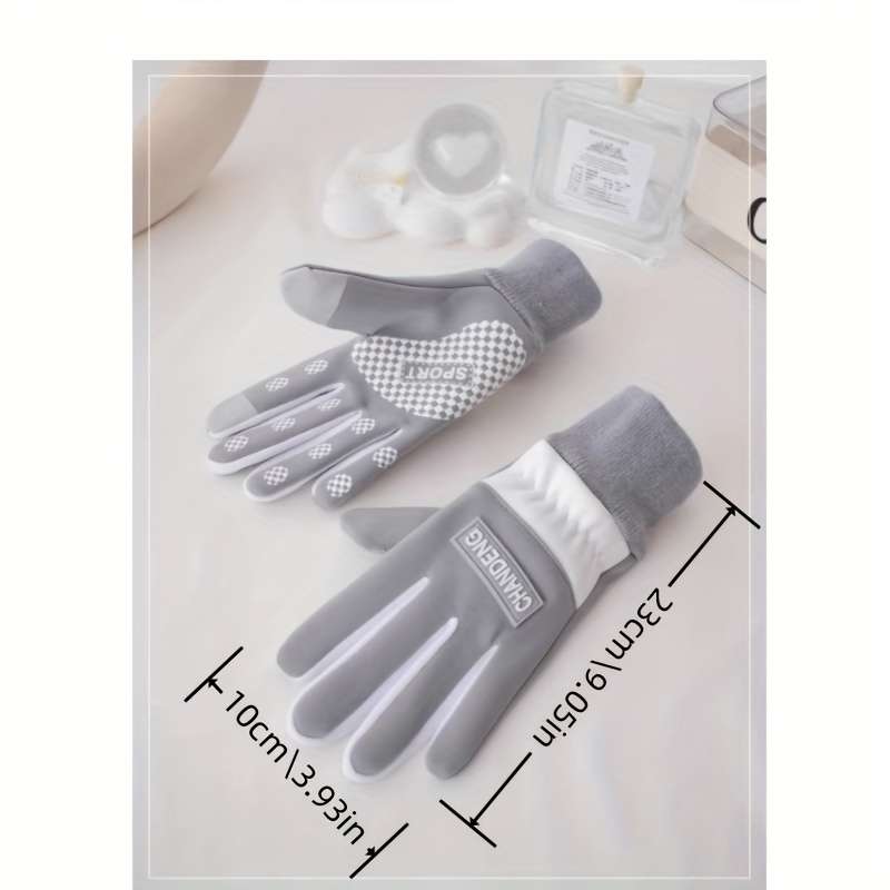 1 Pair Gray Recommended For Ages 7 To 15 Years Old Warm Gloves