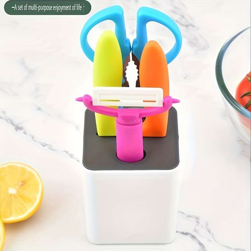 1pc Five-color Fruit Knife Multifunctional Peeler Simple Style Kitchen Gadget Gift Set with Storage