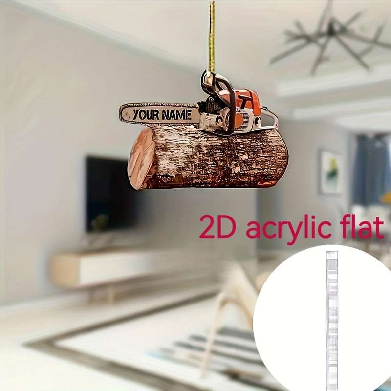 1pc 2D Flat  Car ornaments Bold Design Acrylic Chainsaw Ornament- Car Rearview Mirror Hanging