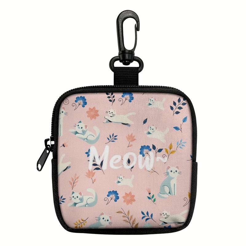 1pc Cute Cat Keychain Coin Purse with Zipper Pocket Multifunctional Hanging Storage Wallet Machin