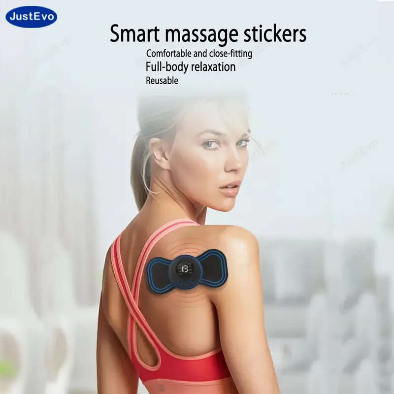 1pc Portable Mini Massager Patch USB Rechargeable Hypoallergenic Full Body Muscle Relaxation with Di