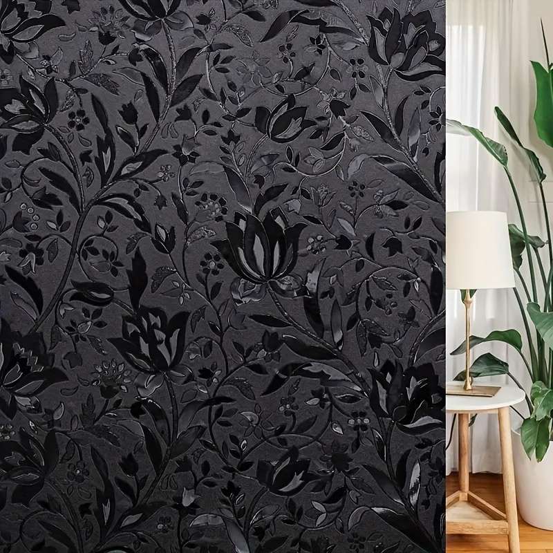 1pc Black Size 60cmx300cm 23.6inx118.1in Door And Window Stickers