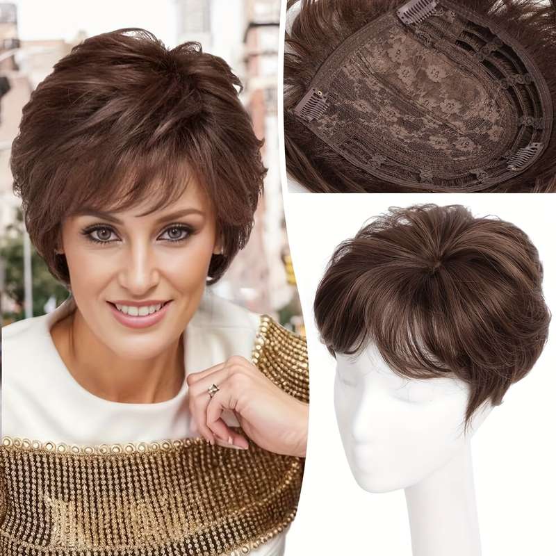 1Pc Dark Brown 10.16cm Fashion Design Wig