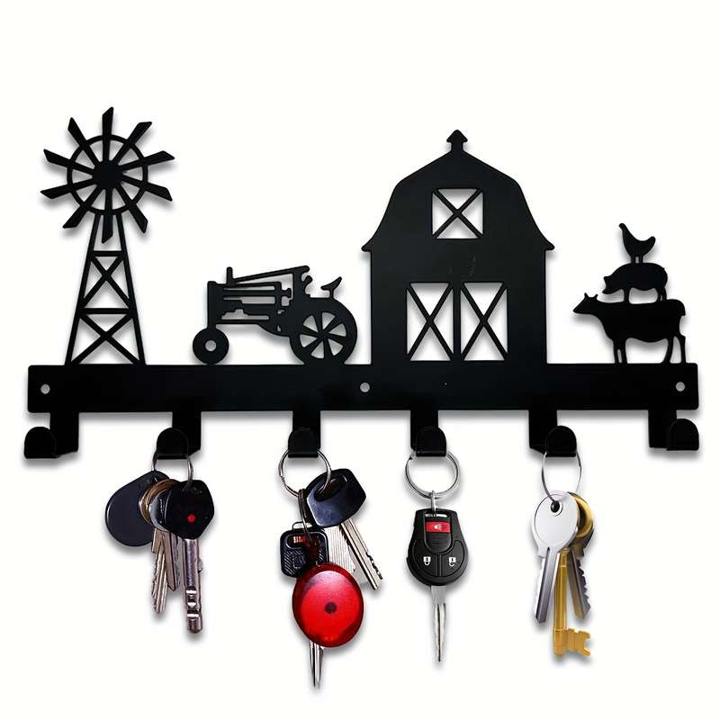 1pc Metal Wall Hanging Storage Row Rack With Hooks Durable Coat Holder For Keys Hats Household S