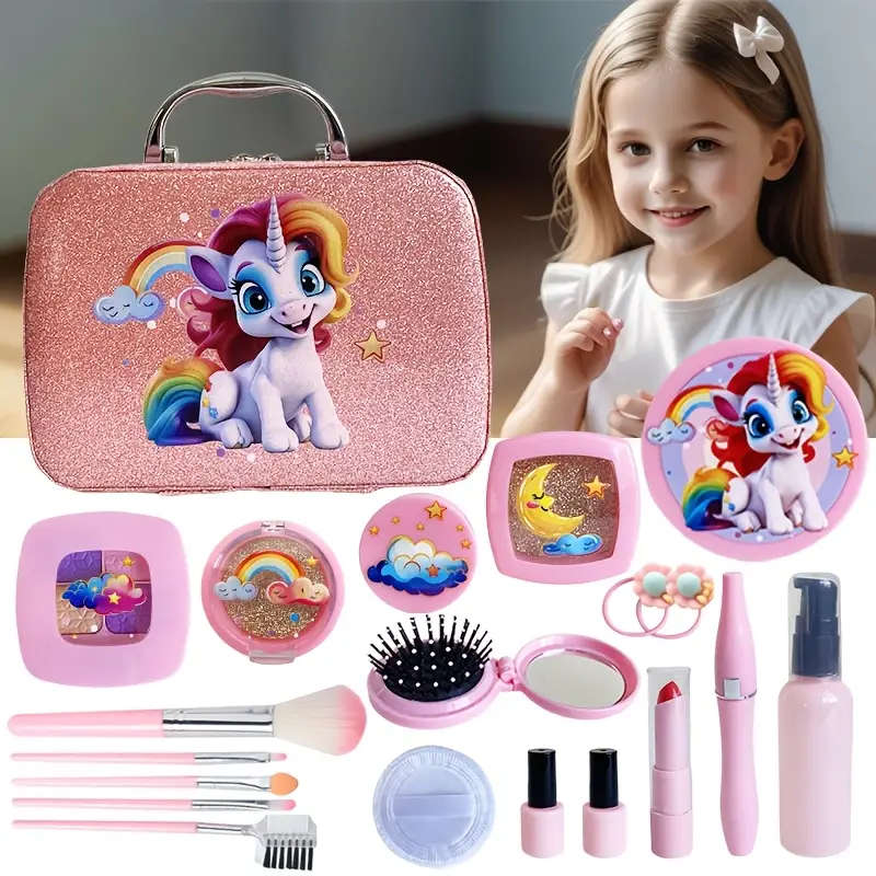 22pcs Play Makeup Set With Simulated Lipstick Powder Eye Shadow Nail Polish Blush And Other Toy Mode
