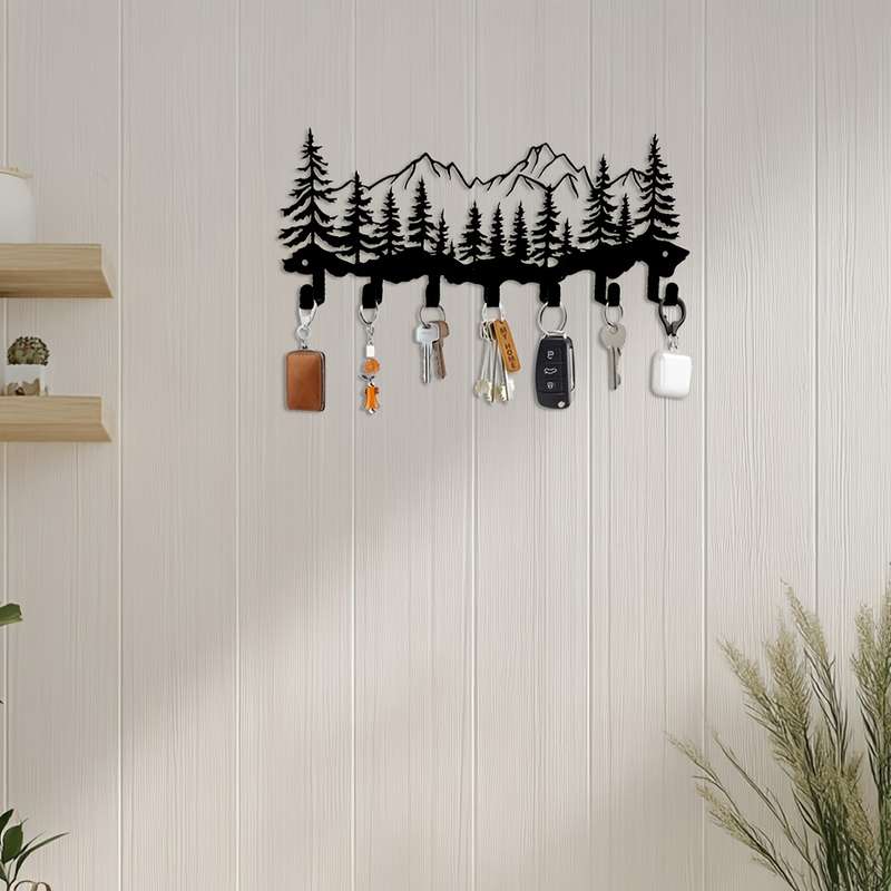 A Metal Forest-Themed Hook for Hanging Clothes And Keys Featuring Creative Ironwork Design Suitabl
