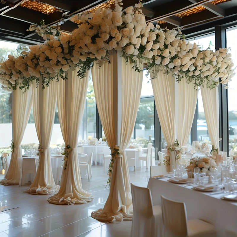 2 Pieces Elegant Ivory Drape Curtains