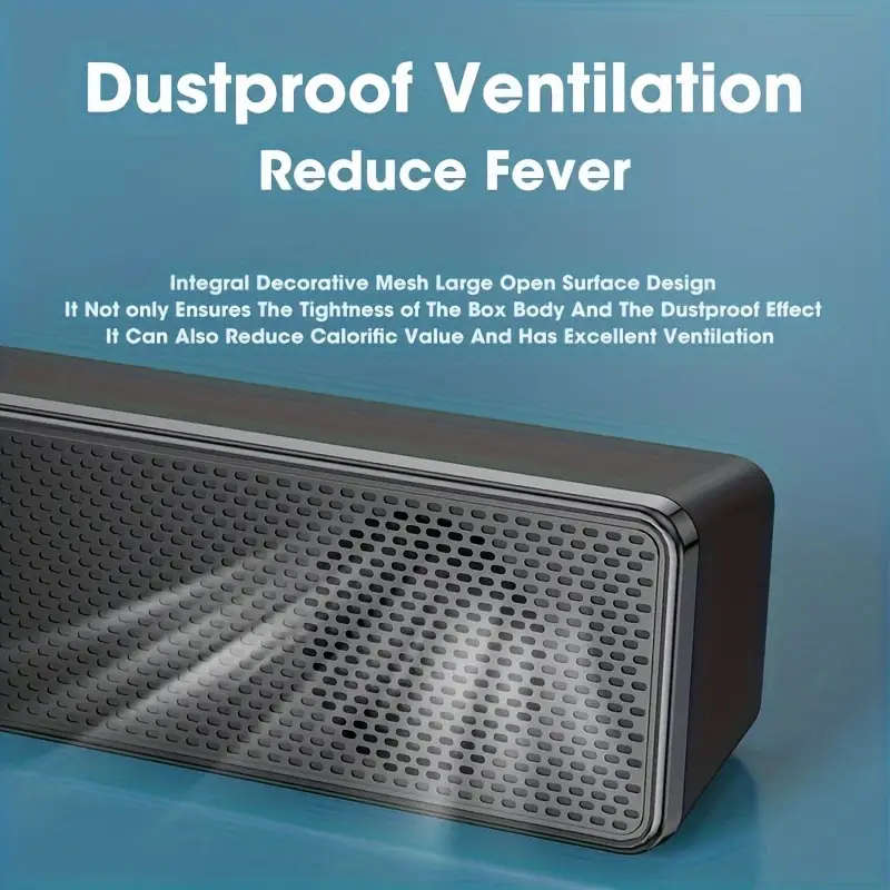 1pc Stereo Soundbar USB-Powered Desktop Speaker with Volume Control Dual Speakers Bass Boost Button