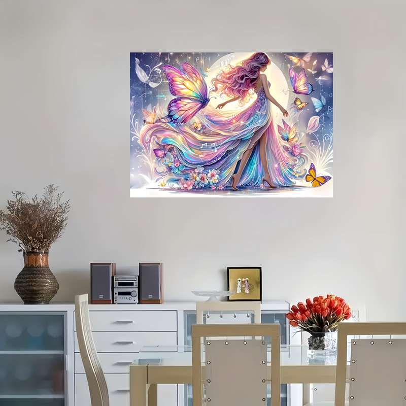 1000pcs Butterfly Fairy Jigsaw Puzzle Vibrant Night Sky Floral Design with Colorf
