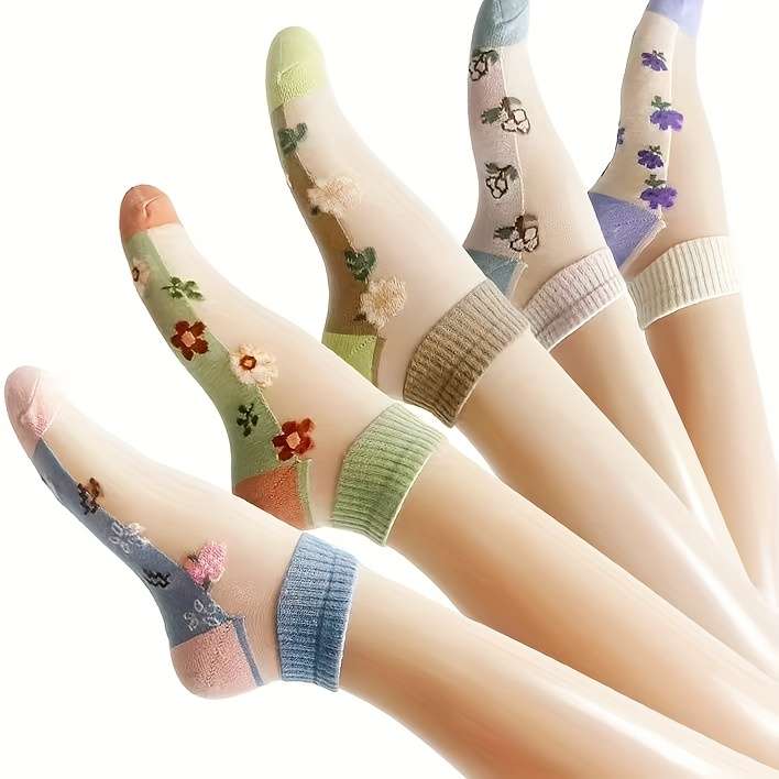 5 Pairs Random Colors One Size High Elastic Socks
