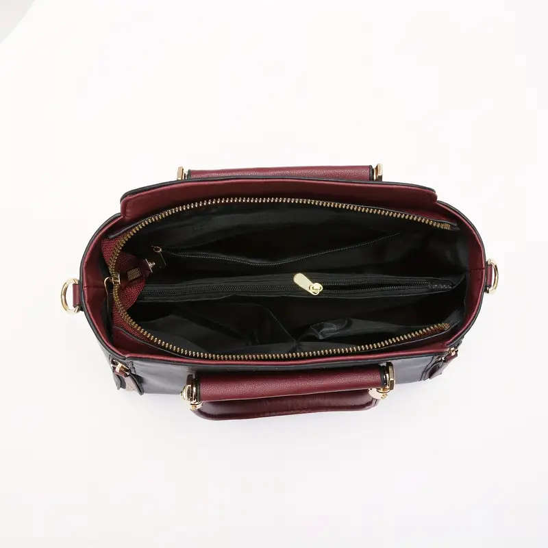 1pc Elegant Faux Leather Handbag for Women Large Capacity Shoulder Bag with Fixed Strap Solid