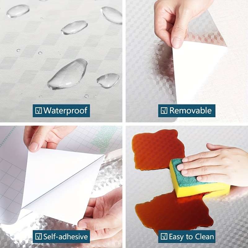 1PC Wall Stickers39.98cm X 3.0MeterGrid Silver  Cabinet Shelf liner